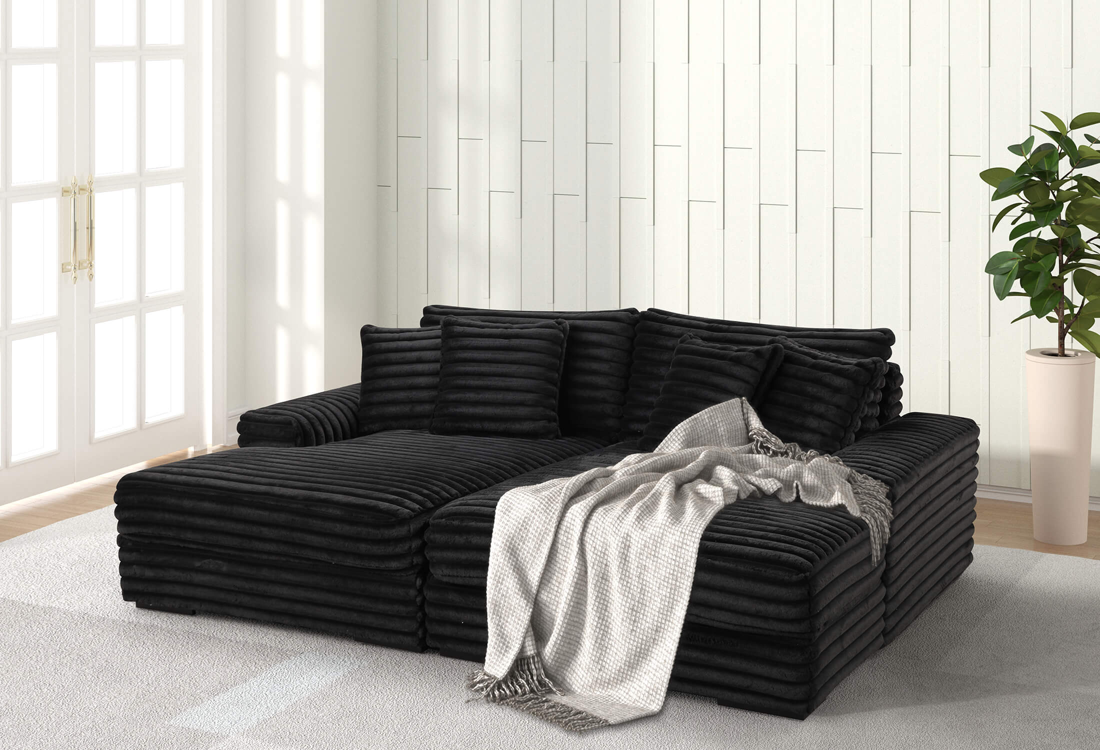 Sunday-Double-Chaise-Black